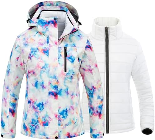 Women's 3 In 1 Waterproof Ski Jacket Windproof Snowboarding Jacket Warm Winter Snow Coat Raincoat