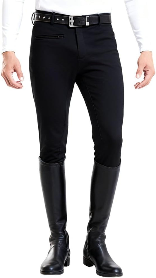 Men's Breeches Full Seat Suede Grip Equestrian Horse Riding Pants Horse Back Show Schooling Breeches with Pocket