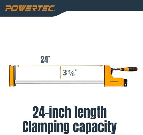 POWERTEC 71368-P2 Woodworking Parallel Clamps 24-Inch | Jaw Bar Clamp Spreader Tool (Pack of 4)