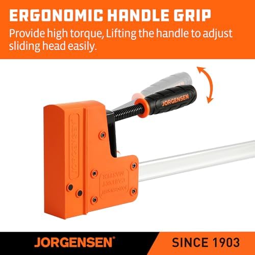 Jorgensen 24-inch Bar Clamps Set, 2-pack Cabinet Master 90° Parallel Clamps