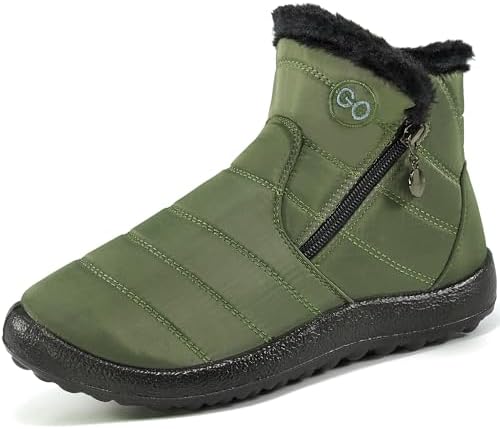 HARENCE Snow Boots for Women Winter Boot with Comfortable Warm Fur Lined Ankle Booties Outdoor Slip On Waterproof Short Boots
