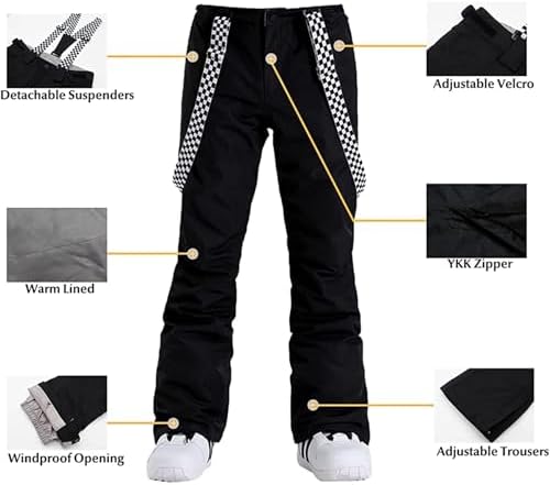 Womens Ski Jacket Pants Set Waterproof Snowboard Snow Pants Hooded
