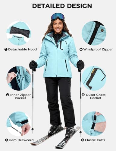 Women's Waterproof Ski Jacket Warm Winter Coat Fleece Snowboarding