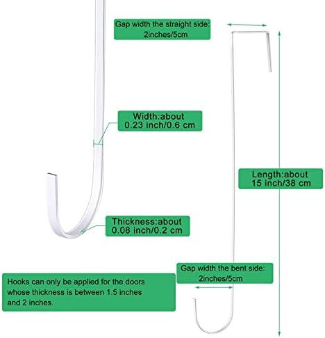 Hotop 15 Inch Wreath Hangers for Front Door Wreath Doors Hangers Steel Material Clothes Towel Hooks Holder Over The Door Hanger Hooks 2 Pcs for Christmas Halloween Front Decorations(White)