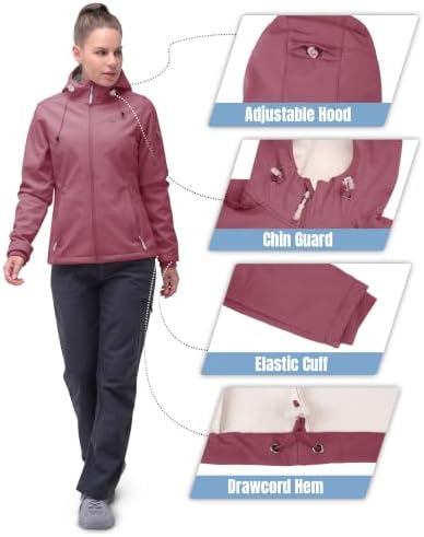 33,000ft Women's Softshell Jacket Waterproof Hooded Fleece Lined Rain Coat