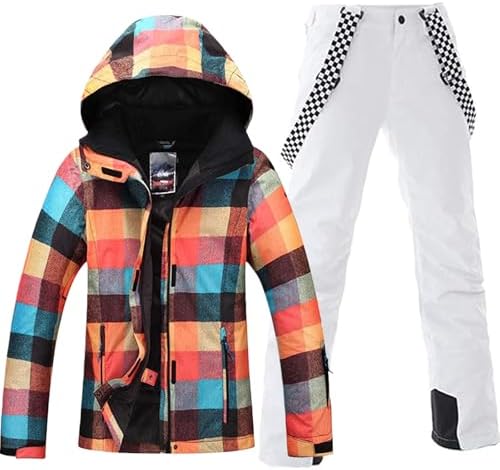 HOTIAN Women's 2 Piece Ski Jackets and Pants Set Skisuit Colorful Waterproof Windproof Insulated Snowsuit Snowboarding Coat