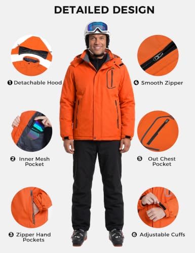 Men's Ski Jacket Windproof Waterproof Rain Coat Snow Winter Jacket