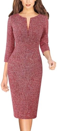 VFSHOW Womens Work Business Office Zipper Up Slim Bodycon Sheath Dress