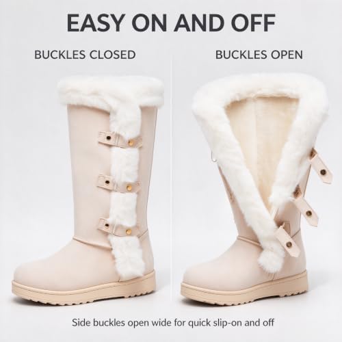 Women's Mid Calf Furry Snow Boots Warm Winter Boots