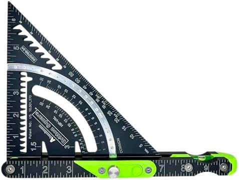 Britton Square Britton Square® 7" Rafter Square - Patented Locking Pivot Arm Angle Finder, Heavy Duty Aluminum Carpenter Layout Tool with 3 Built-in Level Vials for Woodworking, Framing & Roofing