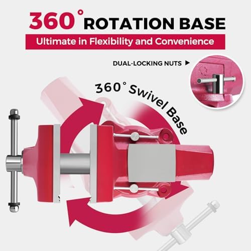 Forward 1740 4 Inch Bench Vise Heavy Duty with Anvil and 360° Swivel Base