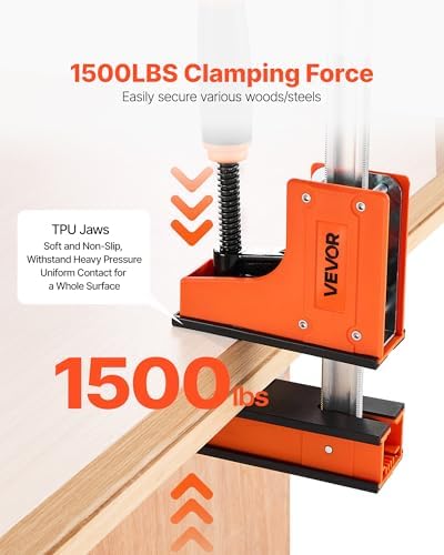 VEVOR Bar Clamps for Woodworking, 2-Pack 30 inch Parallel Clamp Set, F-Clamp with 1500 lbs Load Limit, Even Pressure, High-strength Plastic and Carbon Steel, for Woodworking Metal Working, Orange