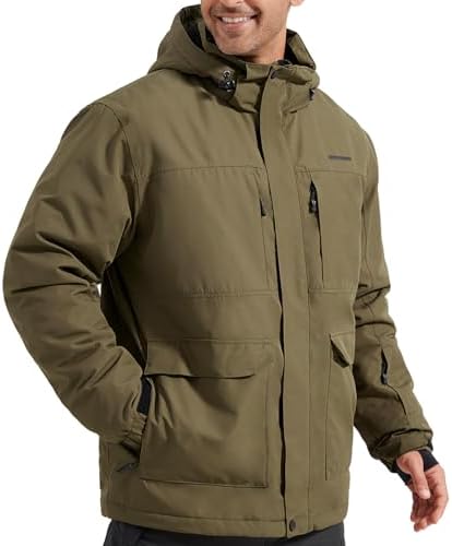 Men's Winter Waterproof Ski Snow Jacket with Hood
