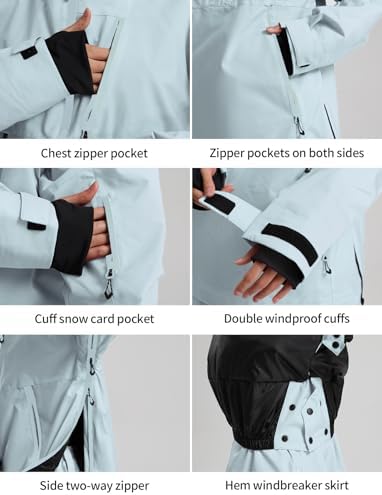 GSOU SNOW Womens Ski Jacket and Pants Set Baggy Snowboard Jacket Snow Suit
