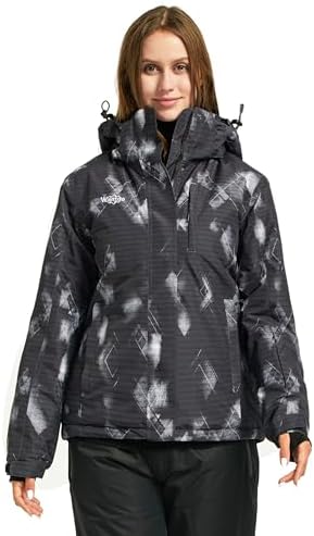 Wantdo Women's Waterproof Ski Jacket Colorful Printed Fully Taped Seams Rain Coat Warm Winter Parka