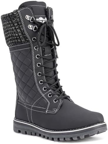 POLAR Womens Faux Fur Warm Thermal Waterproof Outdoor Walking Snow Winter Rubber Sole Calf Boots