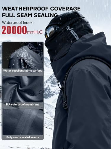 Men's Winter Waterproof Ski Snow Jacket with Hood