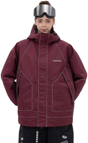 SNOWVERB Women Men Reflective Loose Fit Snow Coat Ski & Snowboard Jackets