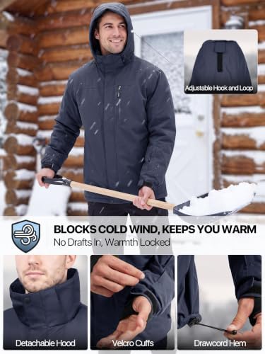 FREE SOLDIER Men's Winter Ski Snow Jacket Warm Fleece Lined Coats
