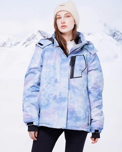 WULFUL Women's Waterproof Ski Jacket Warm Winter Coats Windproof Winter Jackets for Women Fleece Lined Windbreaker with Hood