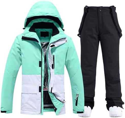 Women's Ski Jackets and Pants Set Waterproof Insulated Snowsuit Winter Warm Skisuit Fashion Snowboarding Snow Coat