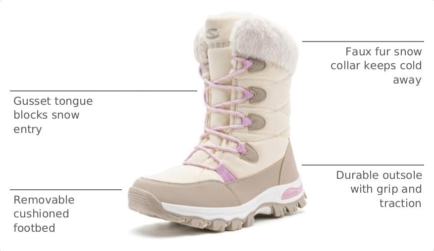 HOBIBEAR Kids Winter Snow Boots Waterproof Outdoor Warm Faux Fur Lined Shoes