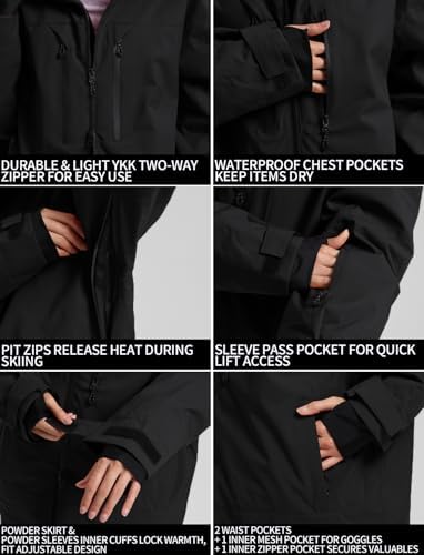 GSOU SNOW Snowboard Jacket Men Baggy Ski Jacket Waterproof Snow Coat Insulated Hooded Clothes for Winter Outdoor