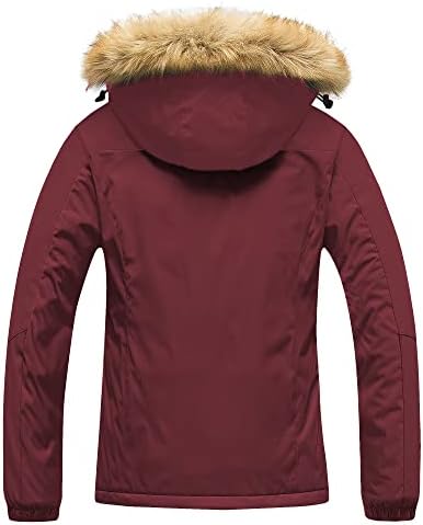 Pursky Women's Waterproof Ski Jacket Winter Snow Coats Fur Hooded Raincoat Parka