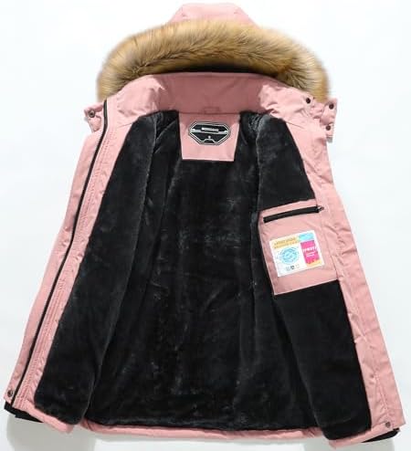 MOERDENG Women's Waterproof Ski Jacket Winter Warm Hooded Snow Coat