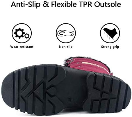Knixmax Women's Waterproof Mid-Calf Winter Snow Boots US 6-11