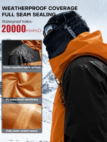 Men's Winter Waterproof Ski Snow Jacket with Hood