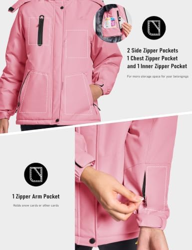 MAGCOMSEN Womens Winter Coats Waterproof Ski Snow Warm Fleece Rain Jacket