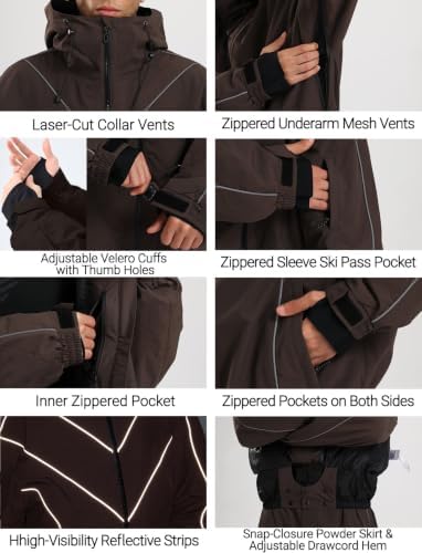 GSOU SNOW Mens Womens Snowboard Jacket Baggy Ski Snow Coat Waterproof