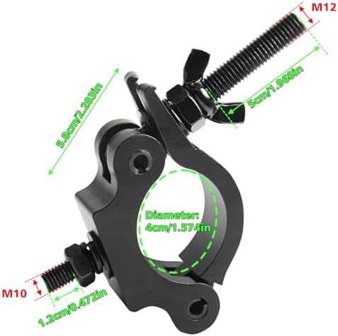 Black Clamps for Lights, Stage Lighting Accessories（4pack), Lighting O Clamps, Quick Release Truss Clamp, 40-52mm (1.57-2.05") Half Coupler Mounting Bracket, Stage Light Clamp