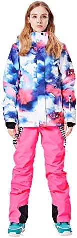 Women's Ski Jackets and Pants Set Windproof Waterproof Insulated Snowsuit Winter Warm Snowboarding Snow Coat