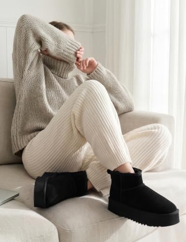 OXSTAR Winter Snow Boots for Women Cozy Plush Line Suede Boot