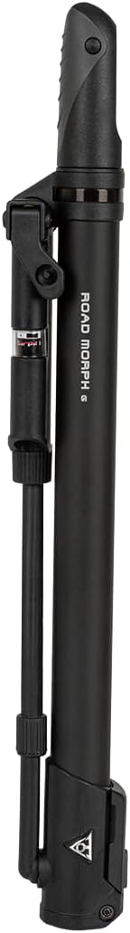 Topeak Road Morph Bike Pump – Portable Mini Floor Pump with Gauge, Fits Presta, Schrader & Dunlop Valves, 140 PSI Max, Aluminum Barrel, Fold-Out Foot Pad, Flexible Hose & Mount Bracket, Lightweight