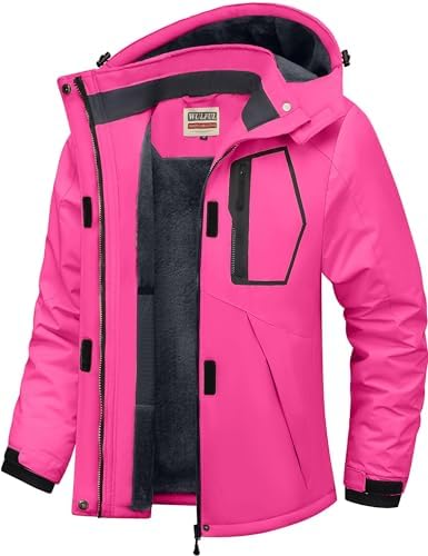 WULFUL Women's Waterproof Ski Jacket Warm Winter Coats Windproof Winter Jackets for Women Fleece Lined Windbreaker with Hood