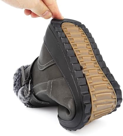 Womens Snow Boots Leather Winter Warm Boots Platform Ankle Booties