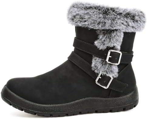Womens Snow Boots Leather Winter Warm Boots Platform Ankle Booties