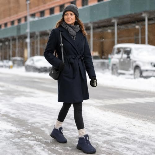 SHIBEVER Snow Boots Women Warm: Winter Fur Lined Ankle Booties