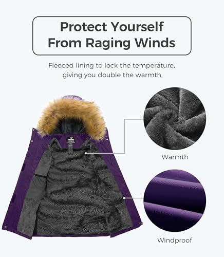 wantdo Women's Waterproof Ski Jacket Warm Fleece Lined Snow Winter Coat