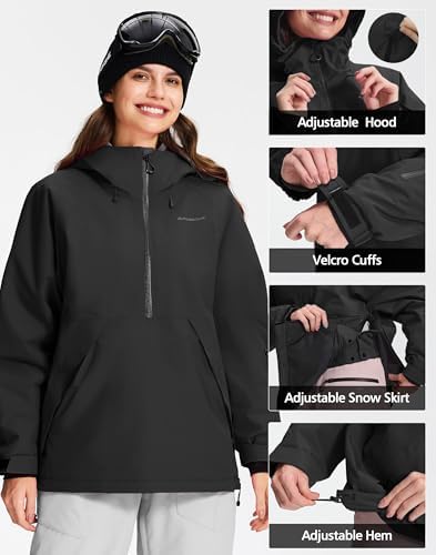 Pionner Camp Womens Ski Jacket Snow Coat Waterproof Baggy Anorak Snowboard Hoodie Insulated Pullover Winter Sports Mountain