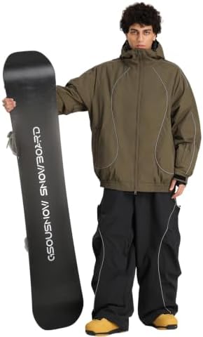 GSOU SNOW Mens Womens Baggy Ski Jacket Waterproof Snowboard Insulated