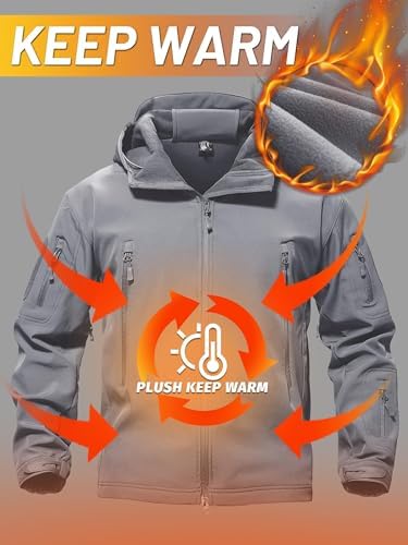TACVASEN Men's Fleece Softshell Jacket Waterproof Winter Tactical Hooded
