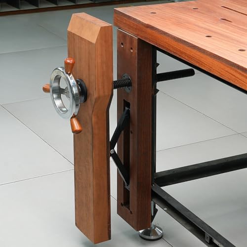 Bench Screw Leg Vise, Workbench Inertia Leg Clamps with Handwheel & Parallel X-Bracket, Stainless Steel Screws, Heavy Duty Woodworking Table Vise Clamps Set for DIY Accessories (Black)