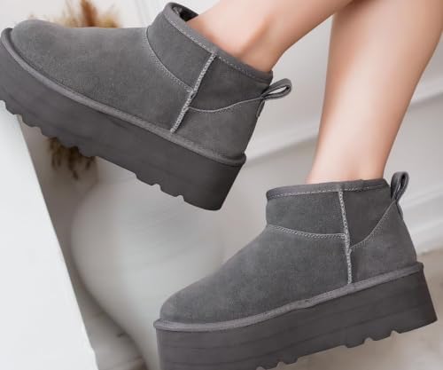 Project Cloud 100% Genuine Leather Ankle Boots for Women Platform Boots