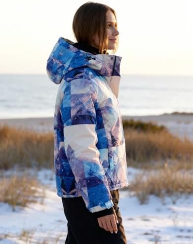Wantdo Women's Waterproof Ski Jacket Colorful Printed Fully Taped Seams Rain Coat Warm Winter Parka