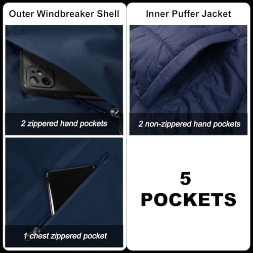 33,000ft Men's Hooded Waterproof 3 in 1 Snow Ski Jacket Winter Puffer Coat