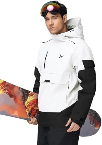 Men's Ski Jacket Snowboard Snow Coat Waterproof Insulated Winter Warm Loose Fit Pullover Hoodie